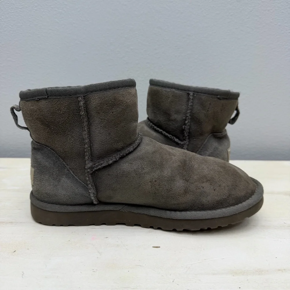 Ugg Grey Suede Classic Mini Boots Size 6